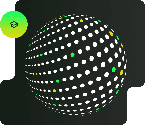 Globe of dots on a black background