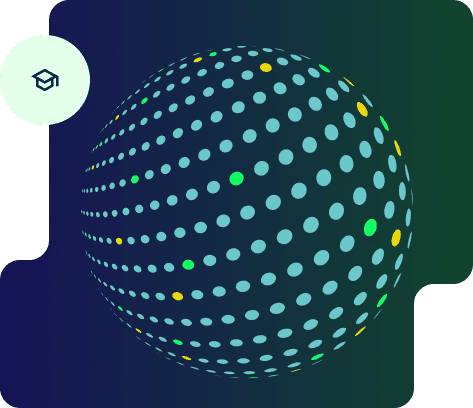 Globe of dots on a black background