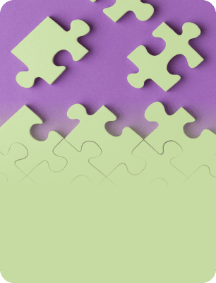 Green puzzle pieces with purple background