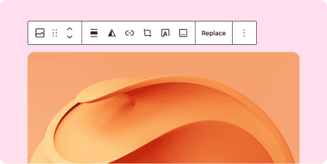 Block Editor toolbar shown above an image block