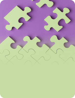 Green puzzle pieces with purple background
