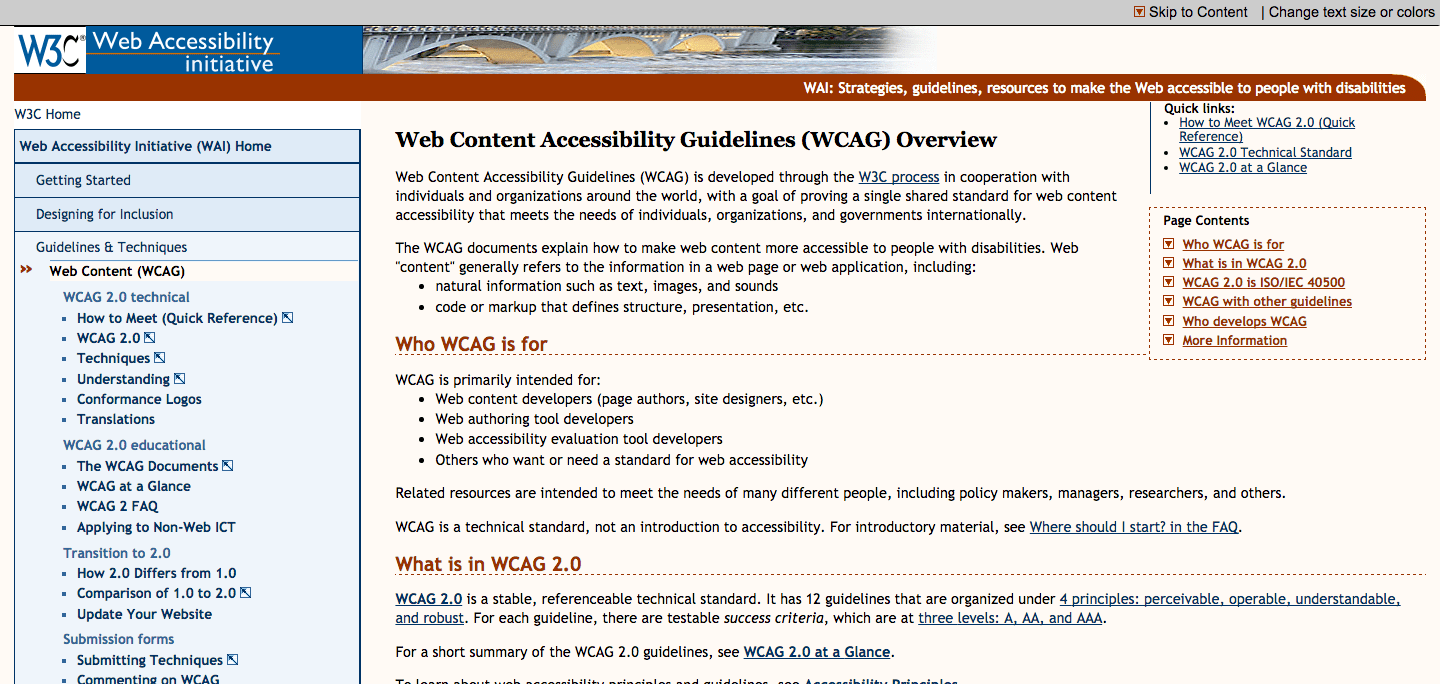 W3C accessibility standards page