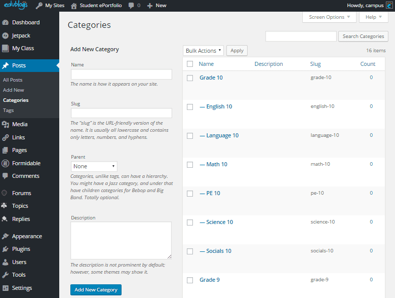 Add Categories