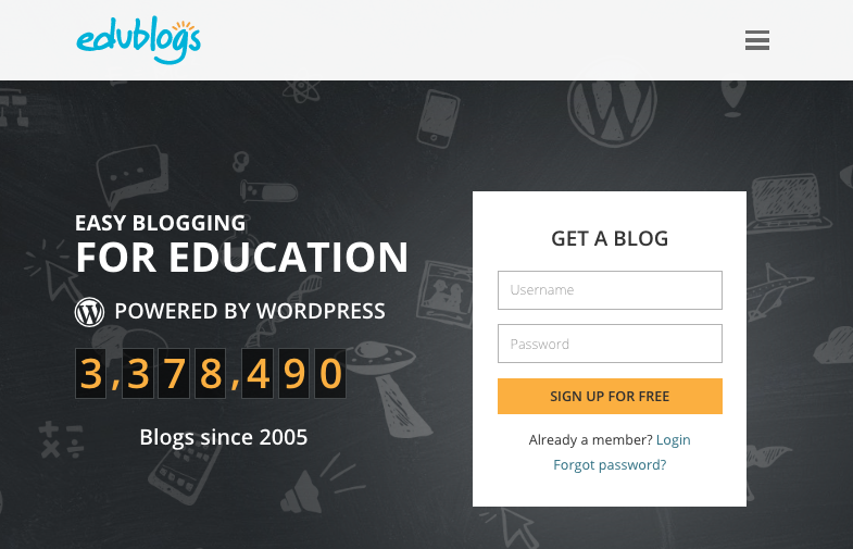 Edublogs home page