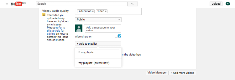 adding a video to a playlist