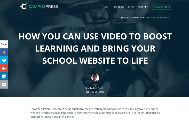 Campuspress blog post on using video