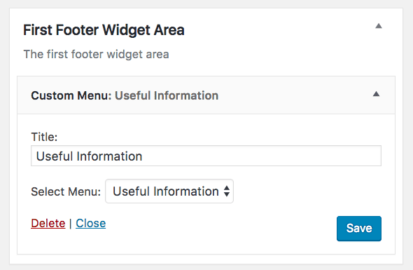 Custom menu widget in admin screens