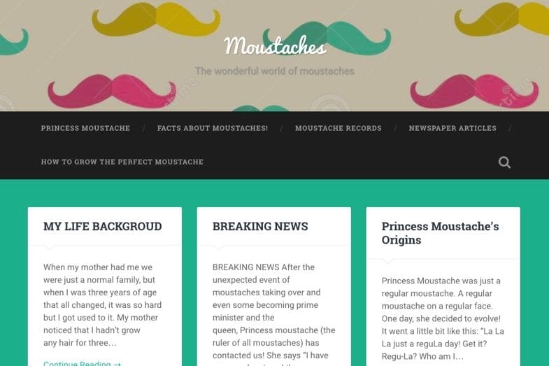 Moustaches blog created by a student