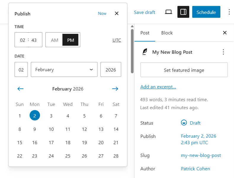 Schedule a blog post
