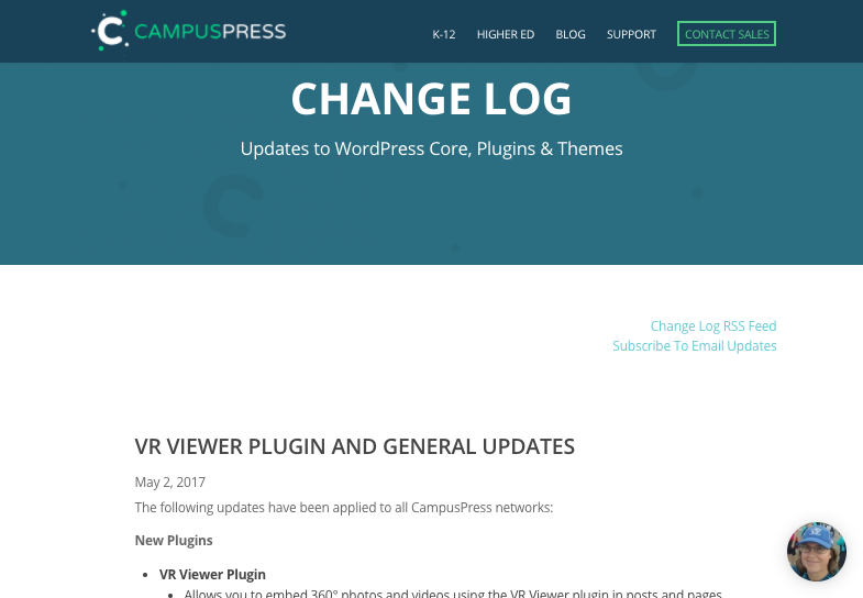 campuspress change log