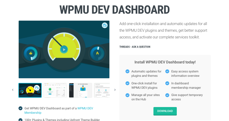 WPMU DEV Dashboard plugin website