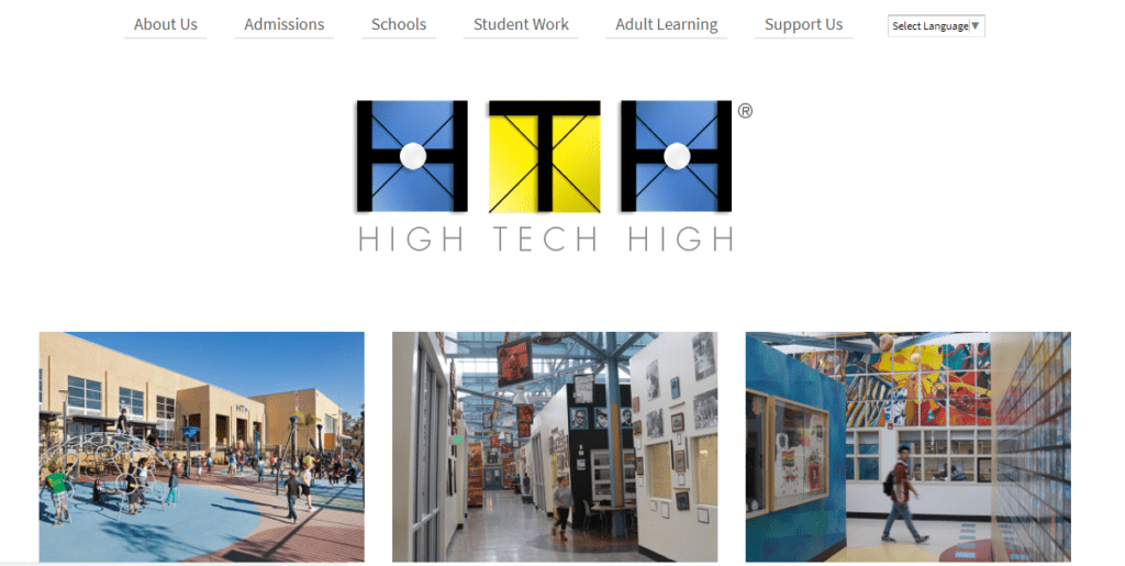Screenshot of High Tech High district website