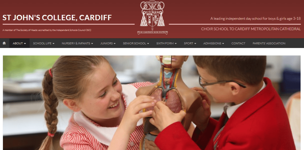 St Johns College Cardiff screenshot of website