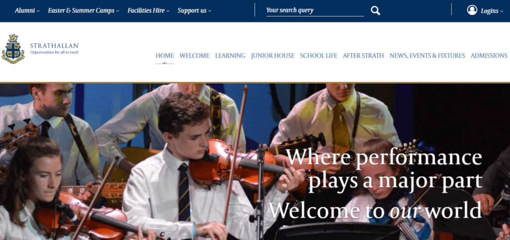 Screenshot of Strathallan school website
