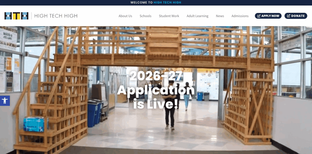 Screenshot of High Tech High district website