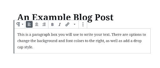 Image showing a Paragraph Block in Gutenberg. 
