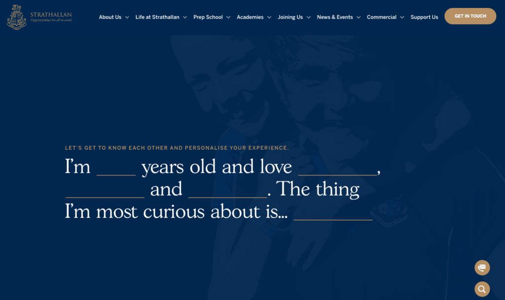 Screenshot of Strathallan school website