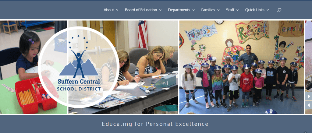 Screenshot of Suffern School district website