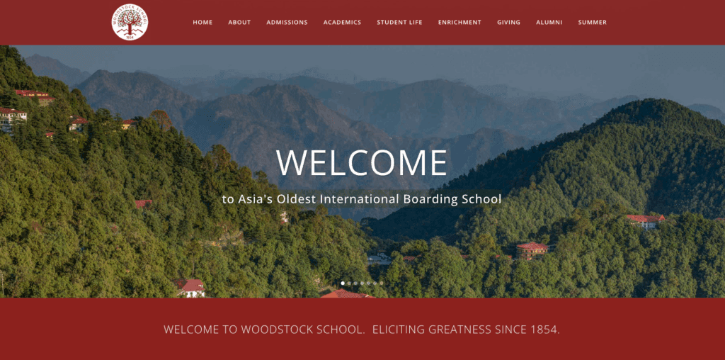Screenshot of Woodstock school in India