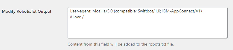 modify robots.txt output