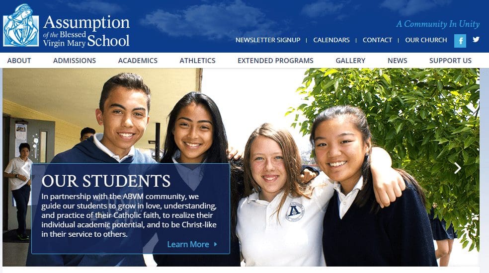 The Assumption of the Blessed Virgin Mary School website is built with WordPress.