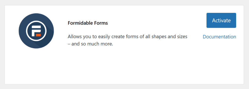 Formidable forms plugin