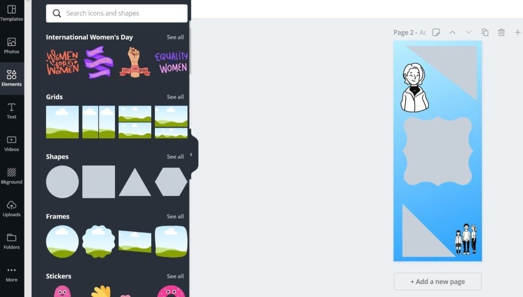 Adding stickers using Canva