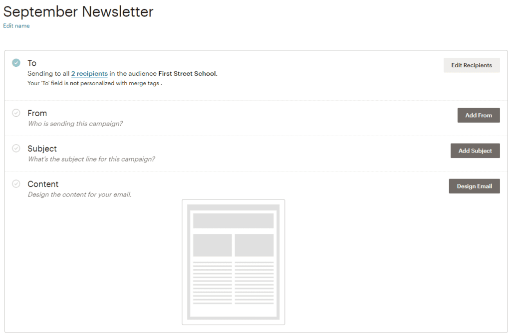 Mailchimp newsletter