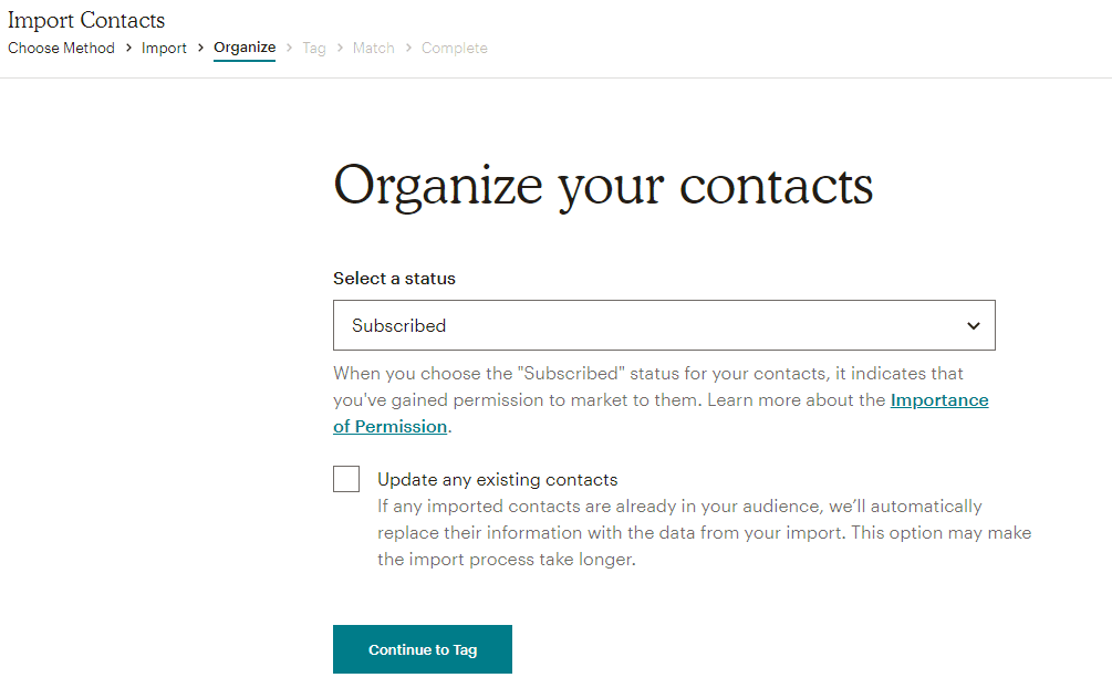Organize mailchimp contacts