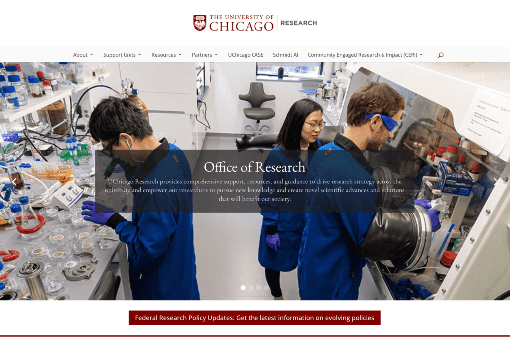 The University of Chicago Research website - Desktop version