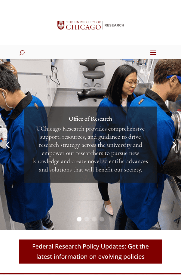 The University of Chicago Research website - Mobile version