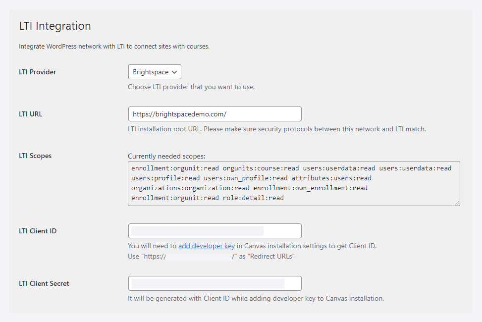 Configure Brightspace as LTI provider