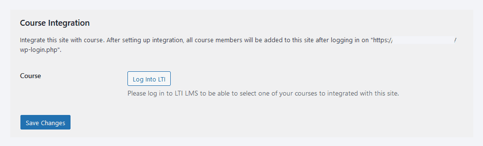 Admin view of LTI Integration page